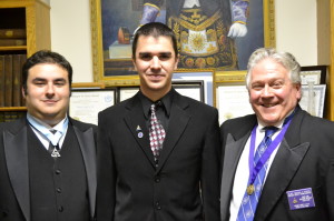 Very Wor. Daniel J. Di Natale and Right Wor. Micheal E. Storck with Transportation's newest Fellowcraft. 